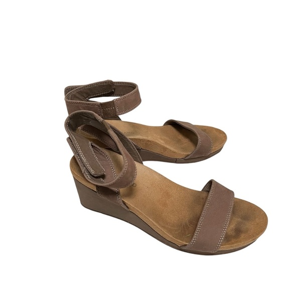Lucky Brand Sandals Women’s Size 8M Brown Leather Kanoa Wedge Sandals - Picture 3 of 11